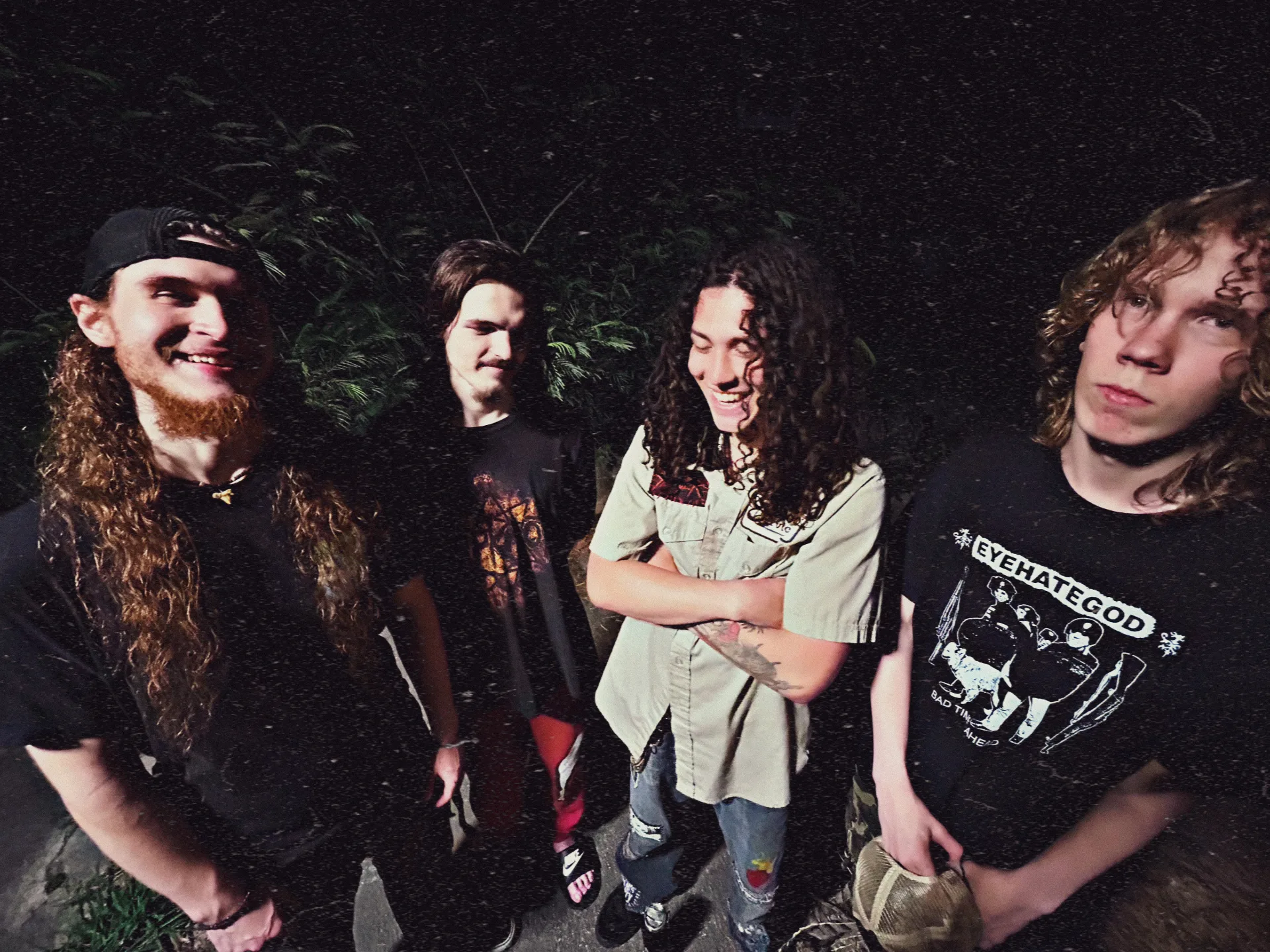 Swamplung band photo in dark Georgia forest