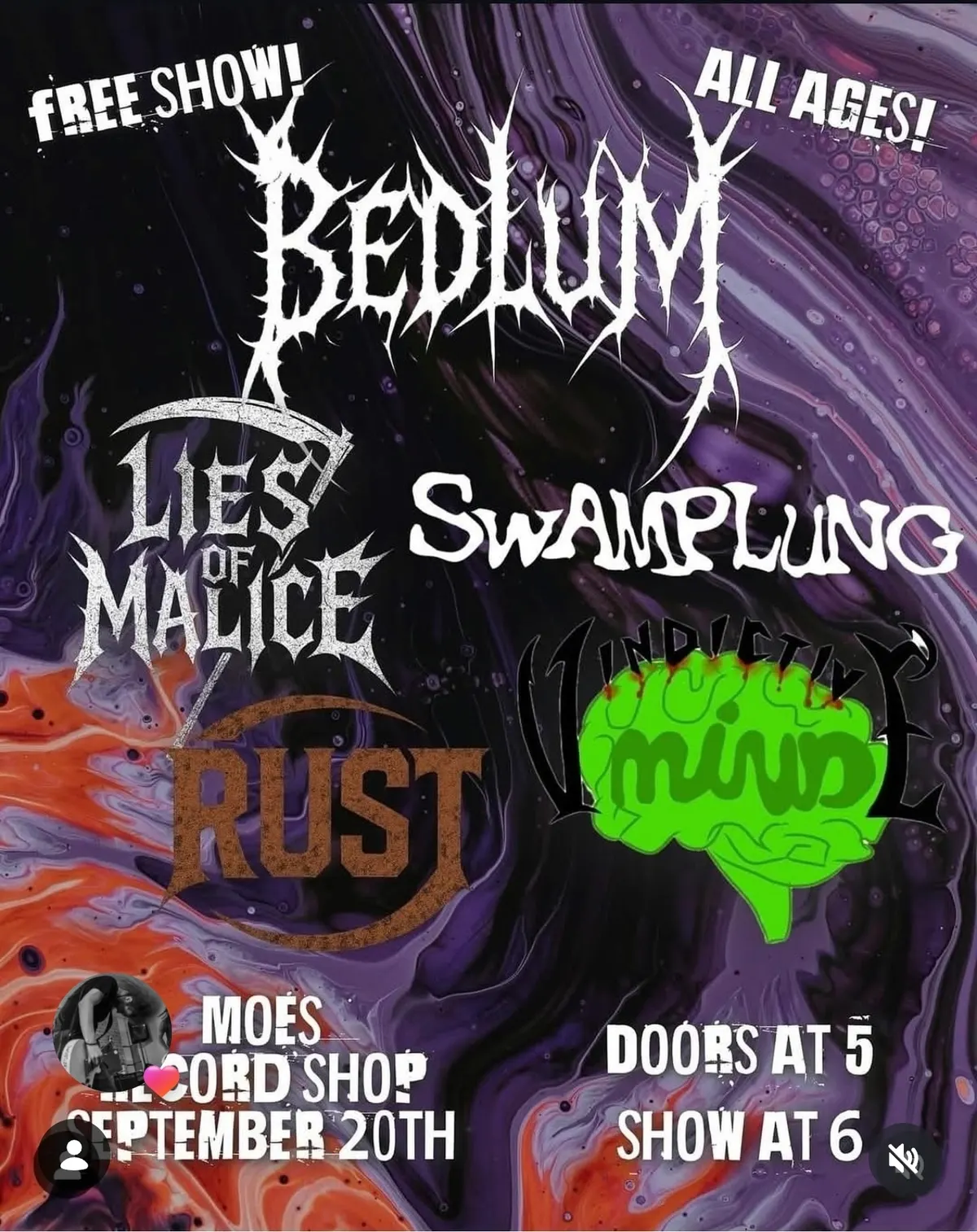 Moe's Record Shop flyer — Swamplung SEP 20 2025