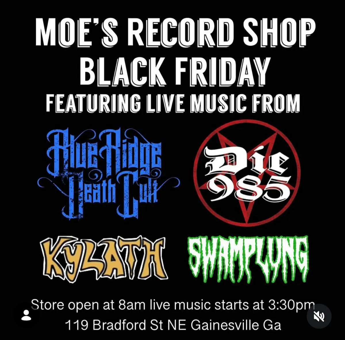 Moe's Record Shop flyer — Swamplung NOV 29 2024