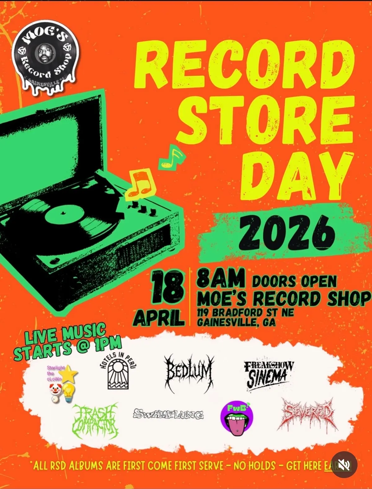 Moe's Record Shop flyer — Swamplung APR 18 2026
